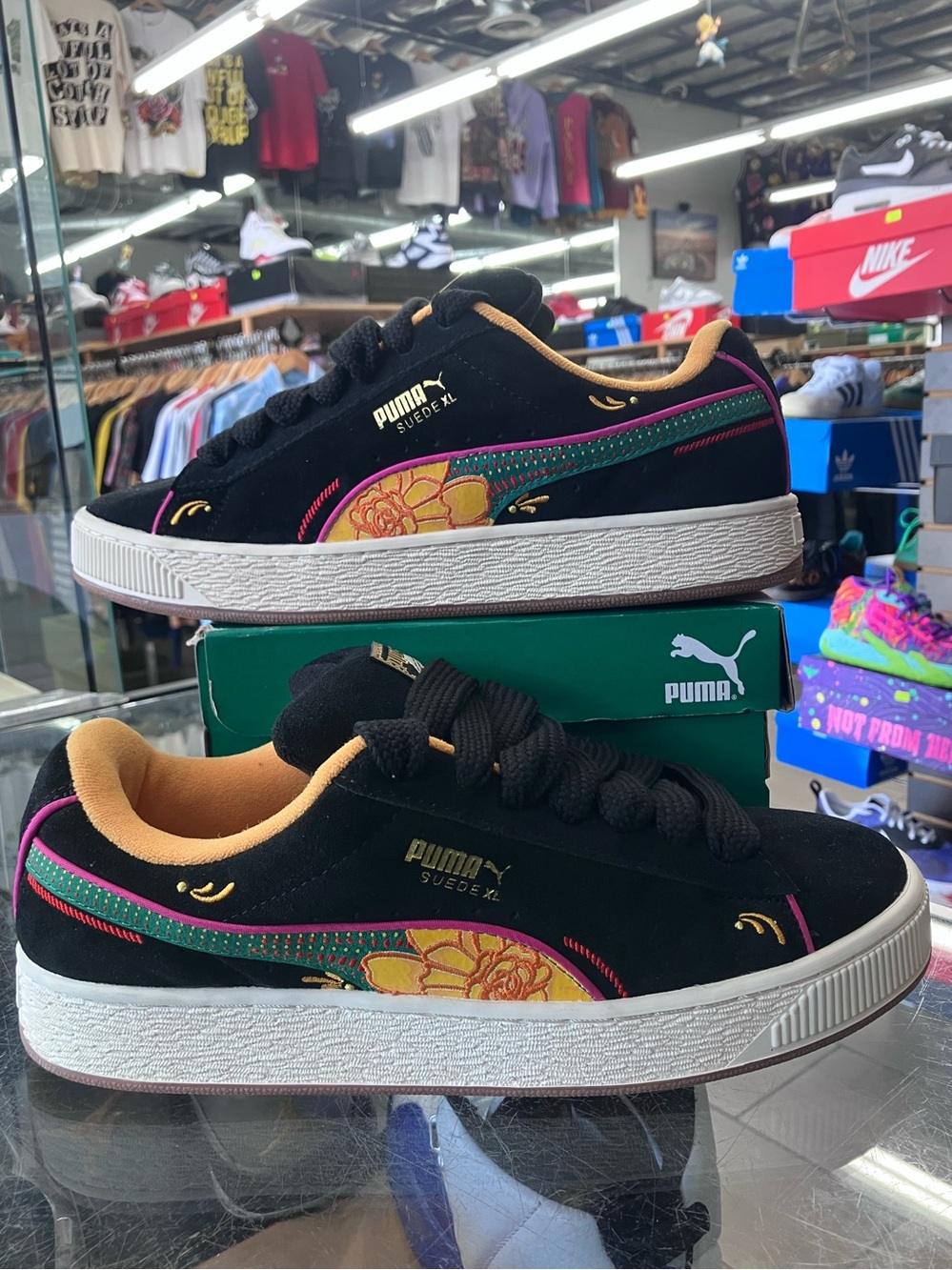 Puma Suede XL La Catrina Black Yellow Sizzle Size 9.5